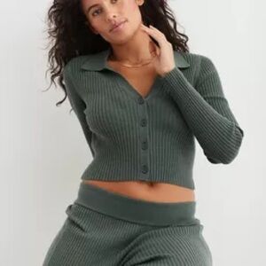 Aerie Gotta Jet Button‎ Down Sweater Polo size XXL